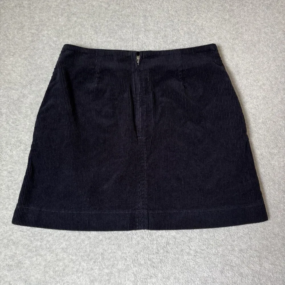 Uniqlo Corduroy Mini Skirt Women 6 Blue Navy Textured Pockets